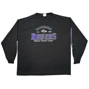 Baltimore Ravens NFL Black Purple Graphic Cotton Long Sleeve Shirt Mens Size 2XL